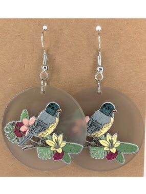 Acrylic Bird Circle Dangle Earrings